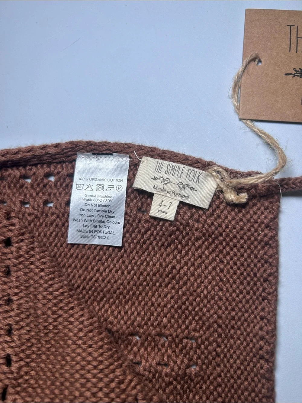 The Simple Folk Gnome Hat 4-7Y Mocha Organic Cotton Knit Bonnet NWT Portugal